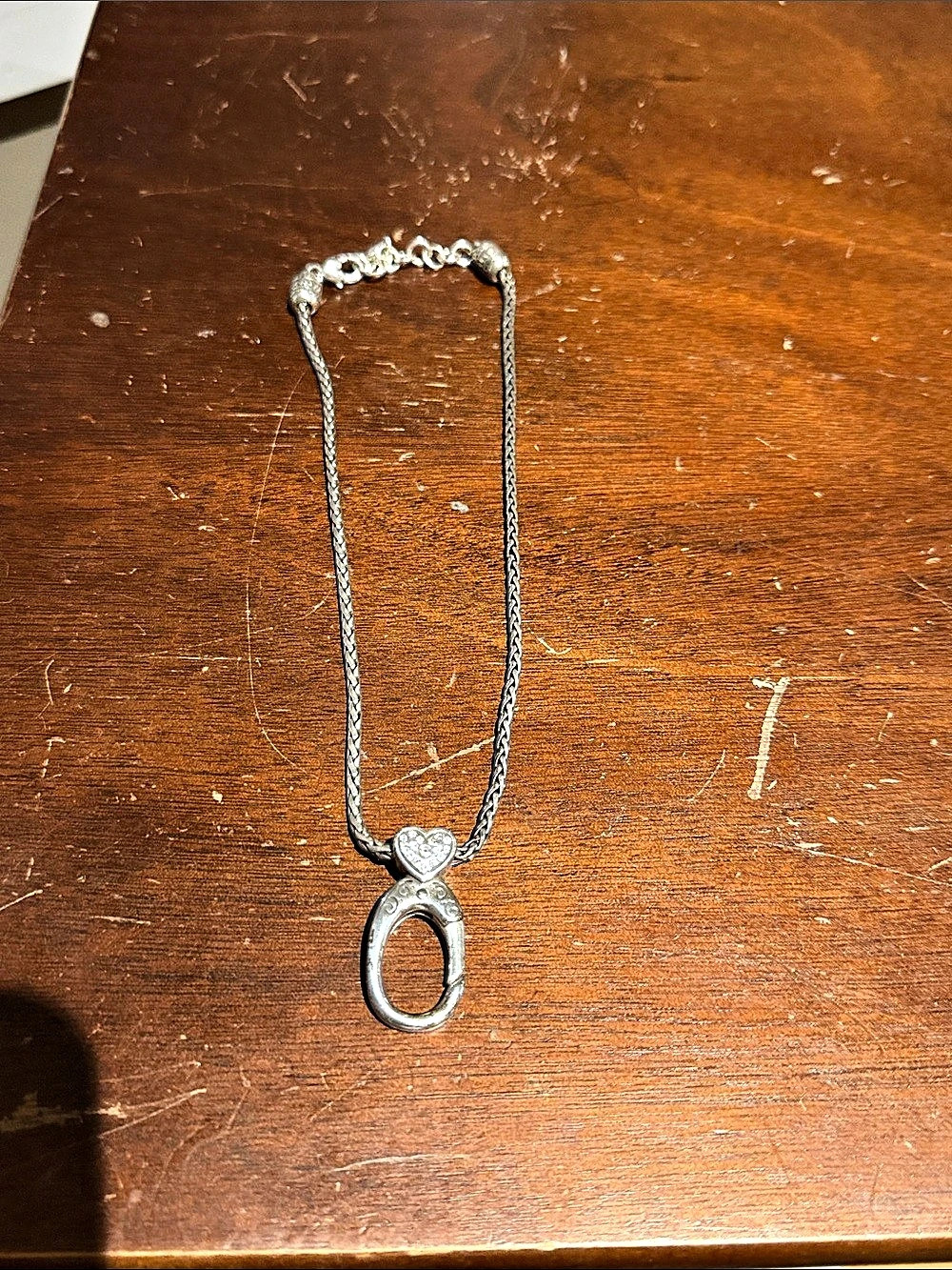 Brighton Mabel Heart Charm Holder Necklace Silver